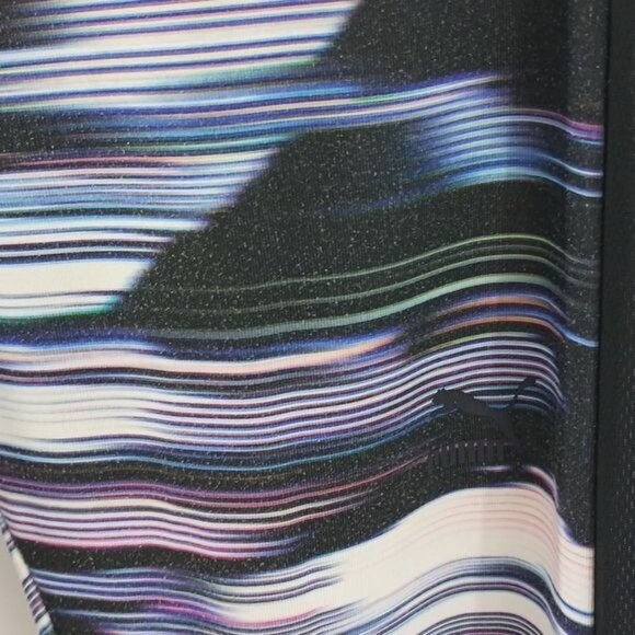 PUMA Leggings Abstract Striped Black Blue Activewear Workout Womens Size S - Picture 4 of 6